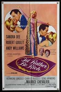 y614 I'D RATHER BE RICH one-sheet movie poster '64 Sandra Dee, Goulet