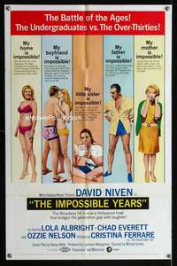 y609 IMPOSSIBLE YEARS one-sheet movie poster '68 David Niven, Ferrare