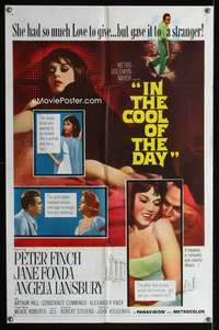 y605 IN THE COOL OF THE DAY one-sheet movie poster '63 Jane Fonda, Finch