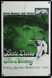 y441 NANNY one-sheet movie poster '65 Bette Davis portrait, Hammer horror!