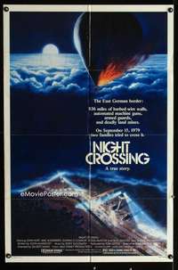y435 NIGHT CROSSING one-sheet movie poster '82 John Hurt, Gary Meyer art!