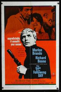 y432 NIGHT OF THE FOLLOWING DAY one-sheet movie poster '69 Brando, Boone