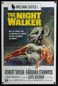 y428 NIGHT WALKER one-sheet movie poster '65 William Castle, Stanwyck