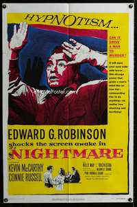 y426 NIGHTMARE one-sheet movie poster '56 Edward G. Robinson, hypnotism!