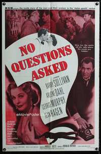 y417 NO QUESTIONS ASKED one-sheet movie poster '51 treacherous Arlene Dahl!
