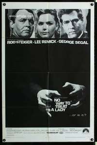 y416 NO WAY TO TREAT A LADY one-sheet movie poster '68 Steiger, Remick