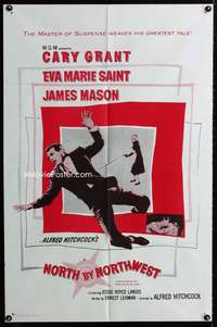 y415 NORTH BY NORTHWEST one-sheet movie poster R62 Cary Grant, Hitchcock