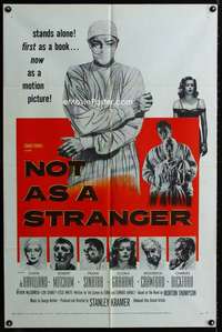 y413 NOT AS A STRANGER one-sheet movie poster '55 doctor Robert Mitchum!