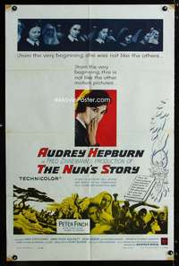 y409 NUN'S STORY one-sheet movie poster '59 religious Audrey Hepburn!