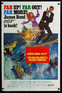 y399 ON HER MAJESTY'S SECRET SERVICE one-sheet movie poster '70 James Bond