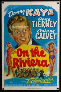 y397 ON THE RIVIERA one-sheet movie poster '51 Danny Kaye, Gene Tierney
