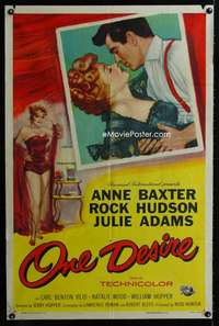 y393 ONE DESIRE one-sheet movie poster '55 sexy Anne Baxter, Rock Hudson