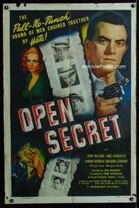 y388 OPEN SECRET one-sheet movie poster '48 John Ireland, film noir