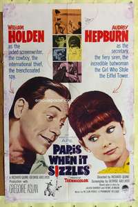 y383 PARIS WHEN IT SIZZLES one-sheet movie poster '64 Audrey Hepburn
