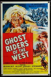 y375 PHANTOM RIDER one-sheet movie poster R54 Ghost Riders of the West!
