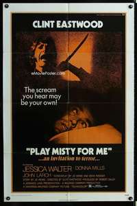 y372 PLAY MISTY FOR ME one-sheet movie poster '71 classic Clint Eastwood!
