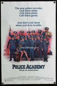 y369 POLICE ACADEMY one-sheet movie poster '84 Drew Struzan artwork!