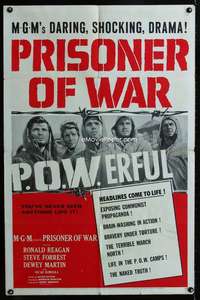 y364 PRISONER OF WAR one-sheet movie poster '54 Ronald Reagan vs Commies!