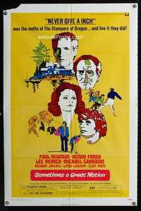 y253 SOMETIMES A GREAT NOTION one-sheet movie poster '71 Paul Newman, Fonda
