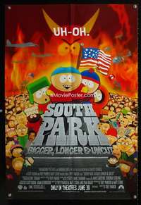y244 SOUTH PARK: BIGGER, LONGER & UNCUT DS advance one-sheet movie poster '99