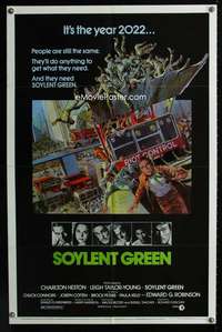 y243 SOYLENT GREEN one-sheet movie poster '73 Charlton Heston, Solie art!