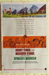 y241 SPENCER'S MOUNTAIN one-sheet movie poster '63 Henry Fonda, O'Hara
