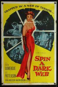 y238 SPIN A DARK WEB one-sheet movie poster '56 Faith Domergue, film noir!