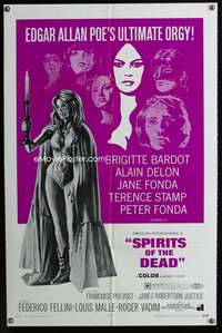 y236 SPIRITS OF THE DEAD one-sheet movie poster '69 Fellini, sexy Bardot!