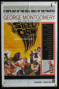 y216 STEEL CLAW one-sheet movie poster '61 George Montgomery, WWII!
