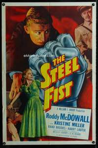y215 STEEL FIST one-sheet movie poster '52 Roddy McDowall, cool image!