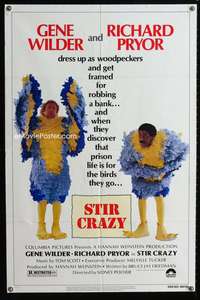 y210 STIR CRAZY one-sheet movie poster '80 Gene Wilder, Richard Pryor