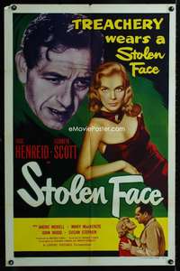 y209 STOLEN FACE one-sheet movie poster '52 Paul Henreid, Lizbeth Scott