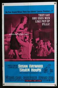 y208 STOLEN HOURS one-sheet movie poster '63 she uses men like pep pills!