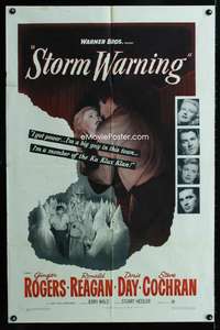 y204 STORM WARNING one-sheet movie poster '51 Ginger Rogers, Ronald Reagan