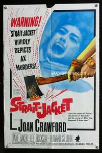 y201 STRAIT-JACKET one-sheet movie poster '64 ax murderer Joan Crawford!