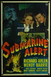 y196 SUBMARINE ALERT one-sheet movie poster '43 Richard Arlen, Wendy Barrie