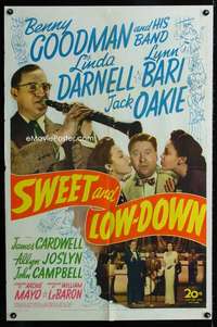 y181 SWEET & LOWDOWN one-sheet movie poster '44 Benny Goodman and Band!