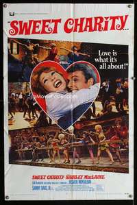 y179 SWEET CHARITY one-sheet movie poster '69 Bob Fosse, Shirley MacLaine