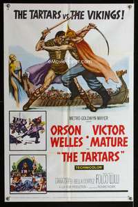 y156 TARTARS one-sheet movie poster '61 Victor Mature, Orson Welles