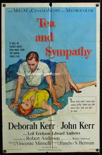 y150 TEA & SYMPATHY one-sheet movie poster '56 Deborah & John Kerr!