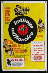 y148 TEENAGE MILLIONAIRE one-sheet movie poster '61 Jimmy Clanton, rock!