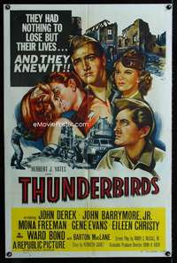 y122 THUNDERBIRDS one-sheet movie poster '52 John Derek, John Barrymore