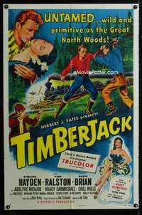 y121 TIMBERJACK one-sheet movie poster '55 Sterling Hayden, Vera Ralston