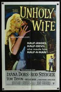 y079 UNHOLY WIFE one-sheet movie poster '57 half devil bad girl Diana Dors!
