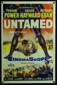 y076 UNTAMED one-sheet movie poster '55 Tyrone Power, Susan Hayward