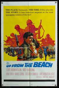 y072 UP FROM THE BEACH one-sheet movie poster '65 WWII, D-Day plus one!