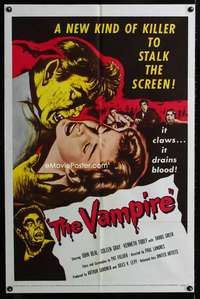 y061 VAMPIRE one-sheet movie poster '57 it claws, it drains blood!