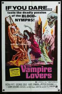 y060 VAMPIRE LOVERS one-sheet movie poster '70 Peter Cushing, AIP horror!
