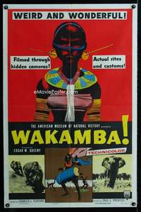 y040 WAKAMBA one-sheet movie poster '55 weird & wonderful African tribe!