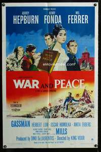 y036 WAR & PEACE one-sheet movie poster '56 Audrey Hepburn, Fonda